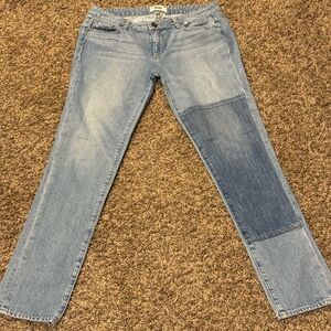 Paige Jeans Jimmy Jimmy Skinny 28 Embellished Knee Patch Light Wash Dark Patch